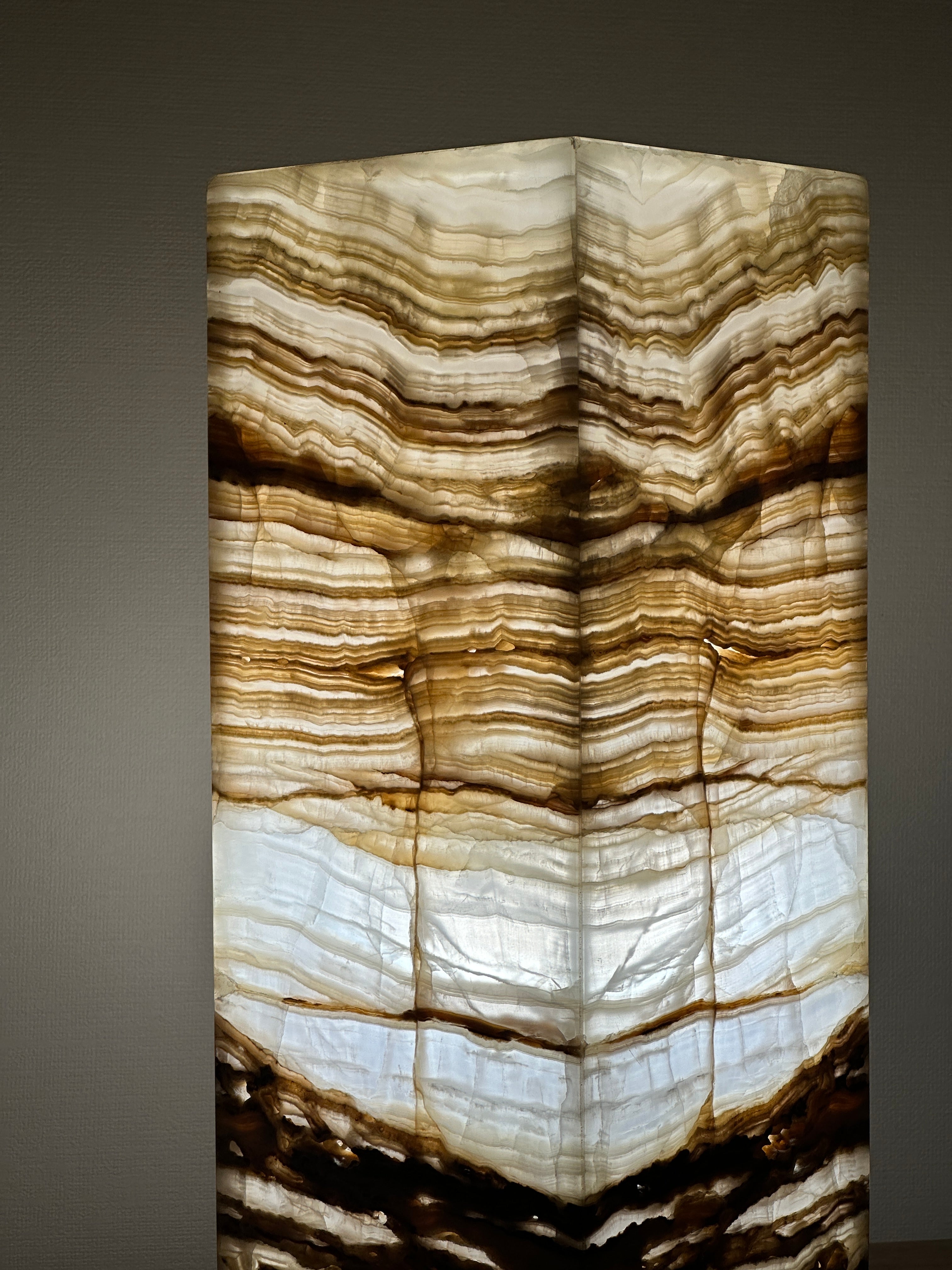 Prism Amber Banded & White Onyx Lamp