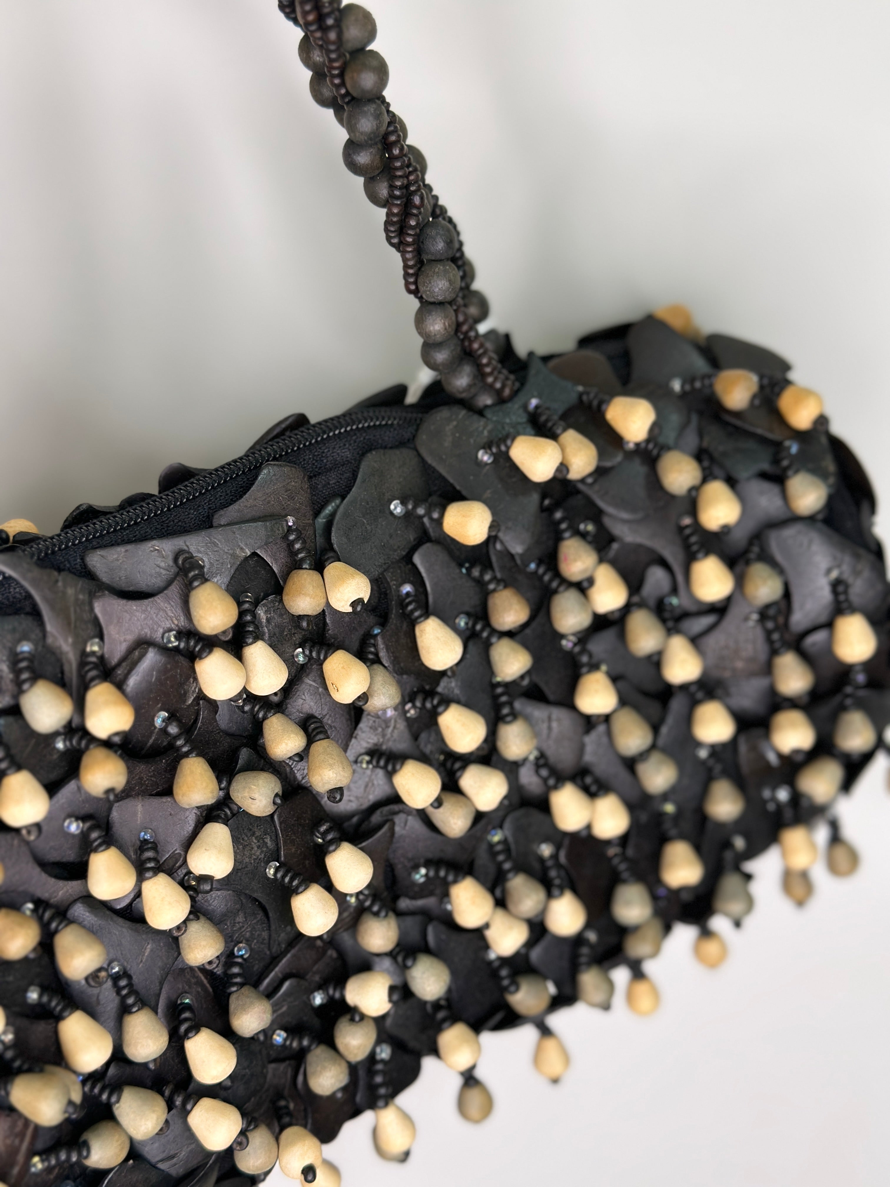 PELLE Italy Wood & Bead Bag