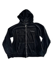 BEBE Black Velour Zipper Hoodie with Rhinestones | M