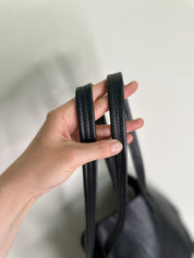 Black Leather Stitch Tote Bag