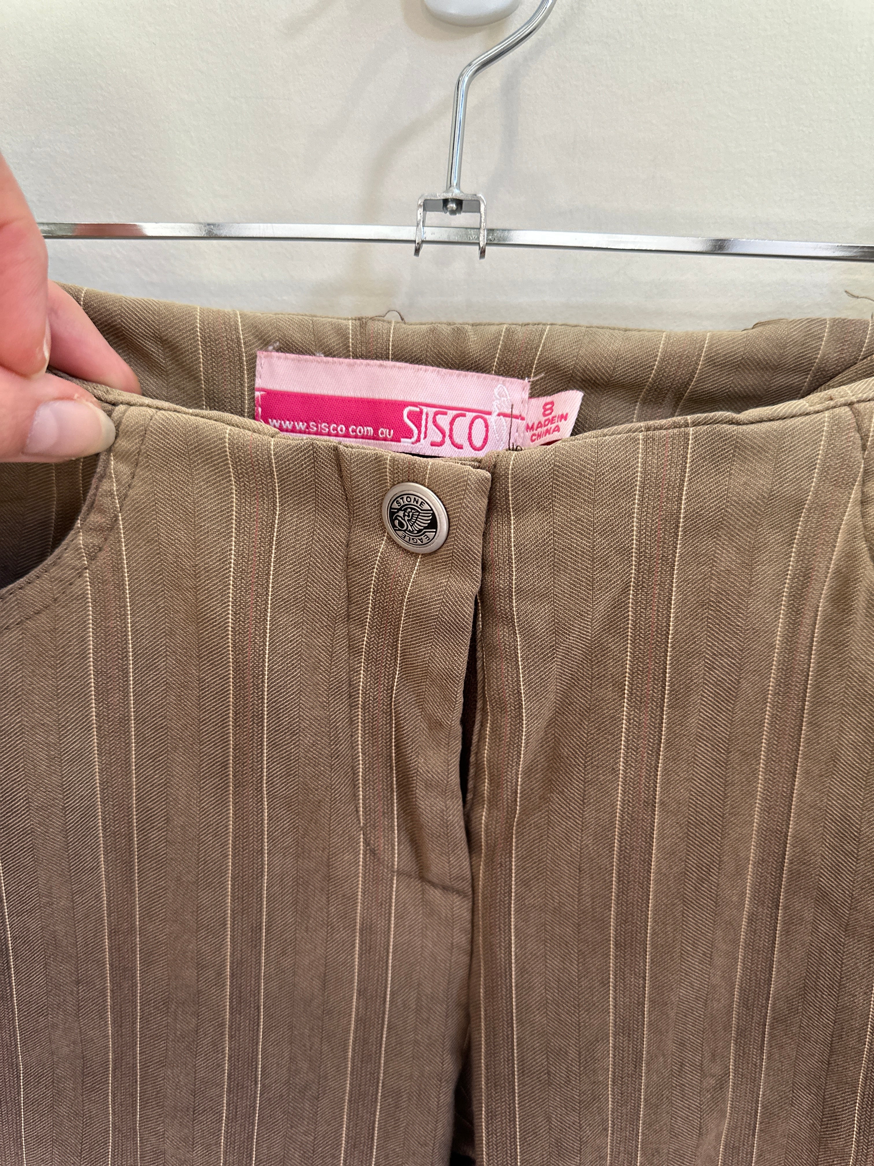 STONE EAGLE| Brown Fade Pinstripe Bootcut Pants | 8