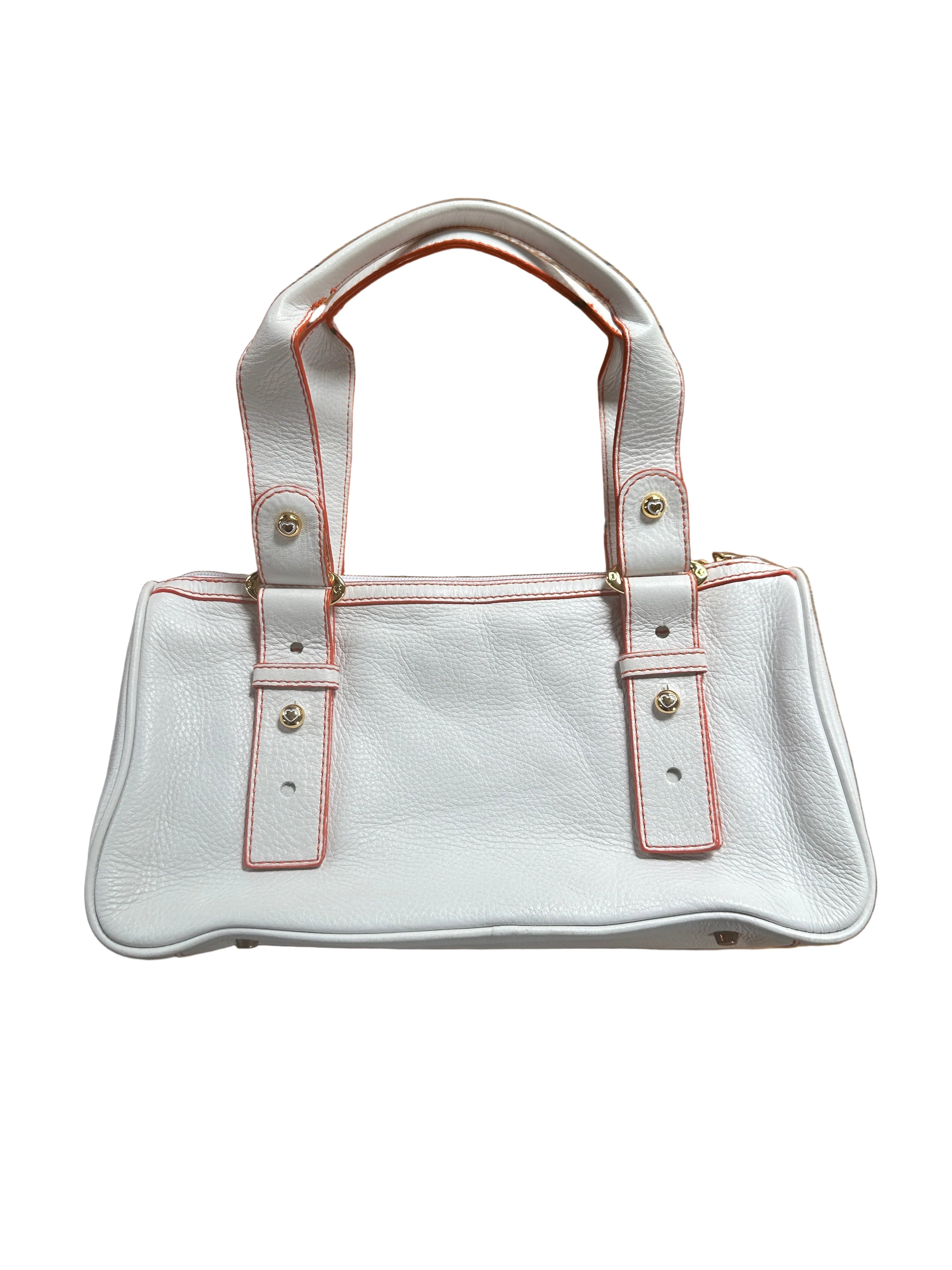 LOVCAT PARIS| Luxury Vintage White Leather Boston Bag