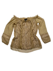 BCBG MAXAZRIA | Off the shoulder Silk & Lace Blouse | S