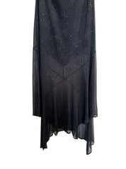Lucè | 90s USA Black Halter Sparkle Sheer Dress | M