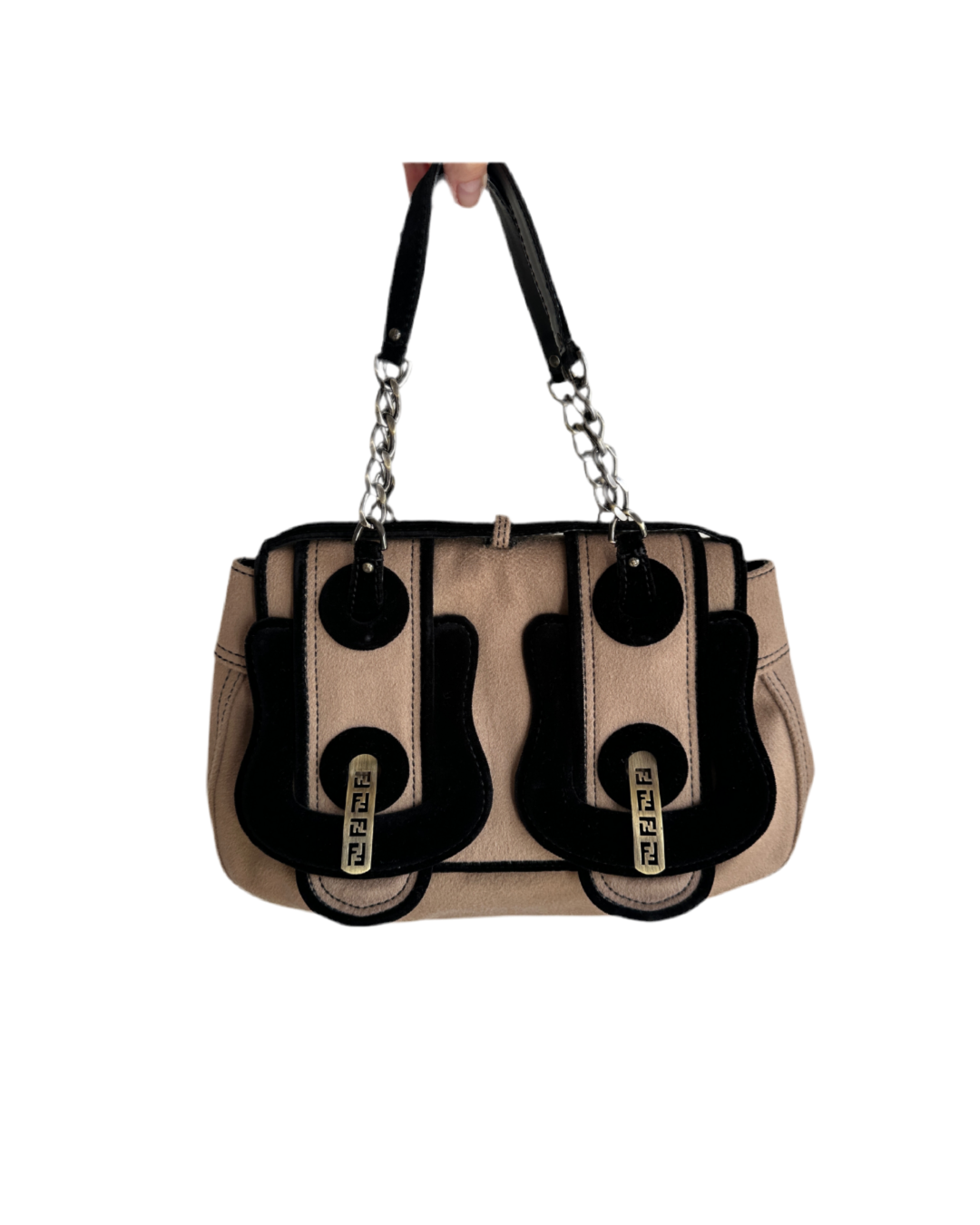 FENDI CASHMERE DOUBLE BUCKLE BAG