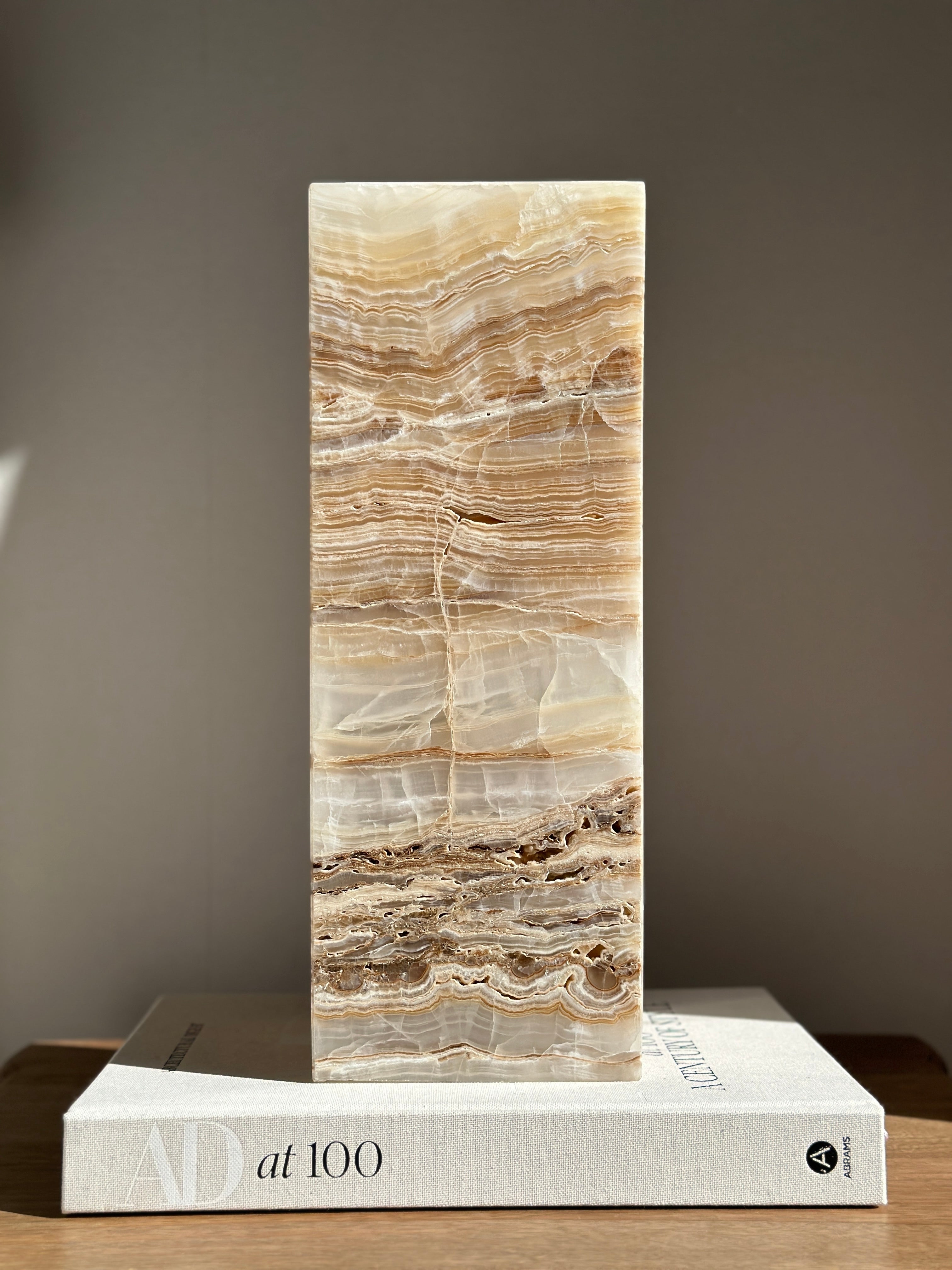 Prism Amber Banded & White Onyx Lamp