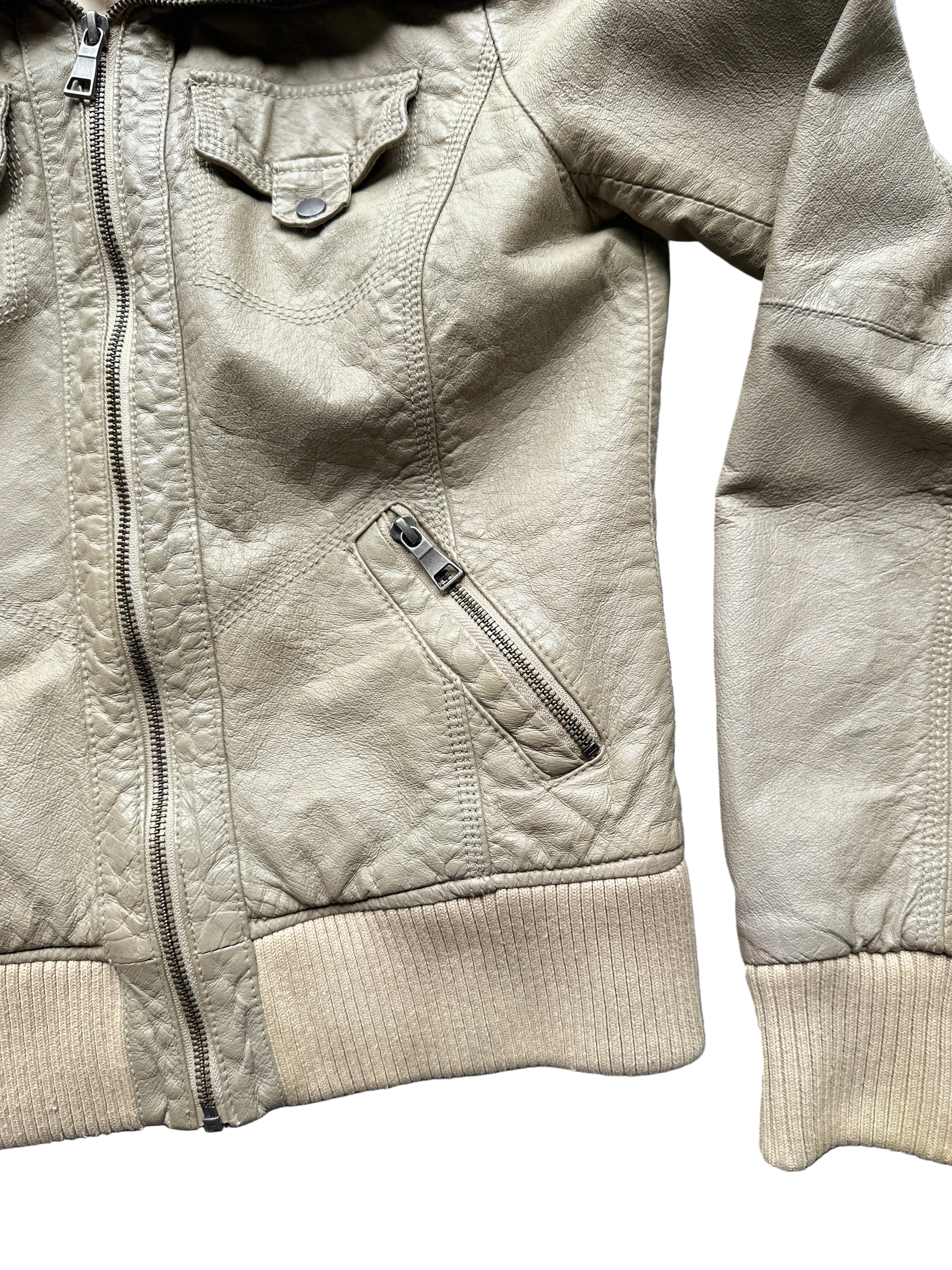 JEANS WEST| Beige Leather Bomber Jacket | 8