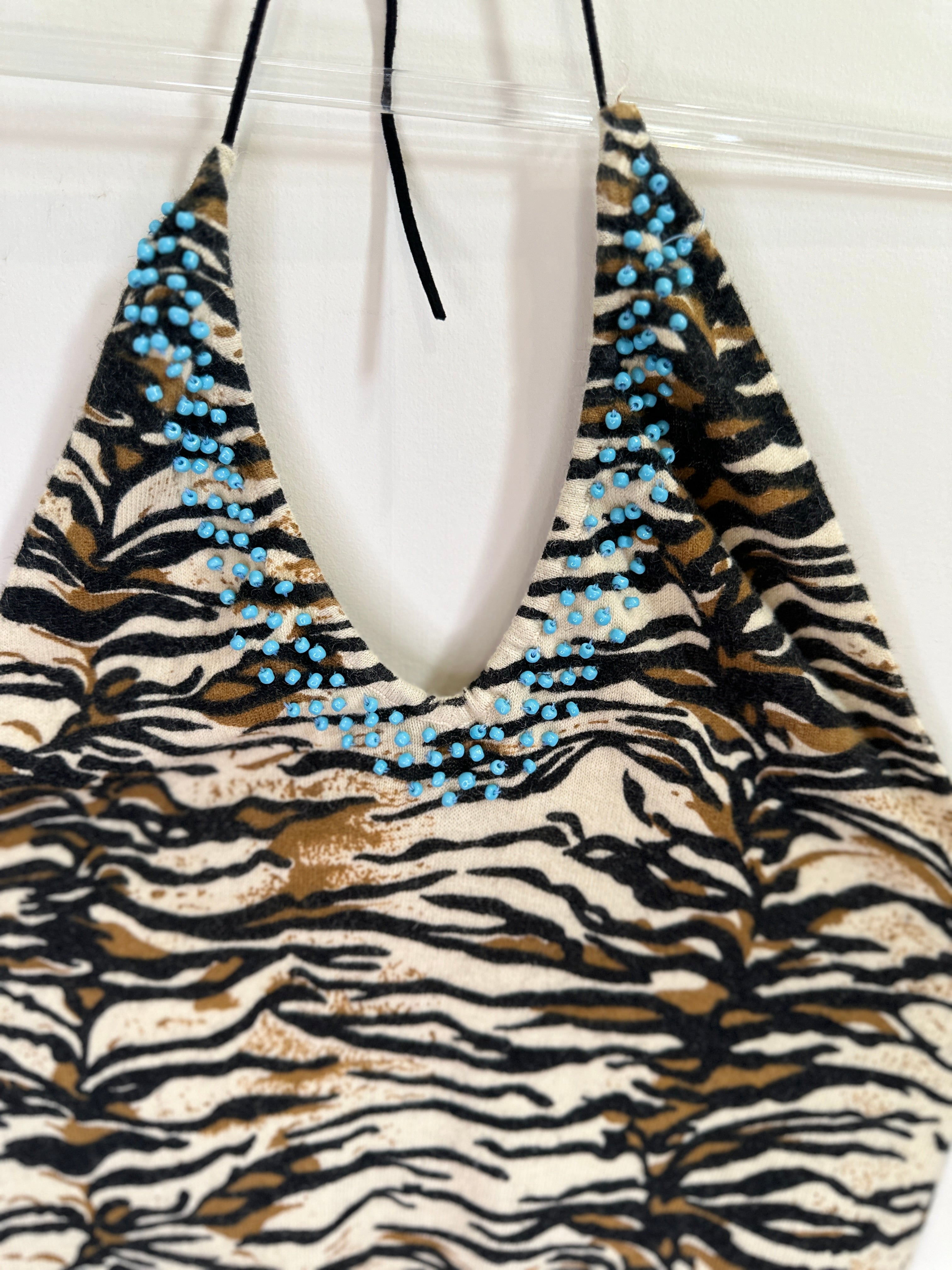 GUESS EXOTIC BEADED HALTER | M | RARE