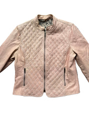 Soft Pink Quilted Leather Jacket |12
