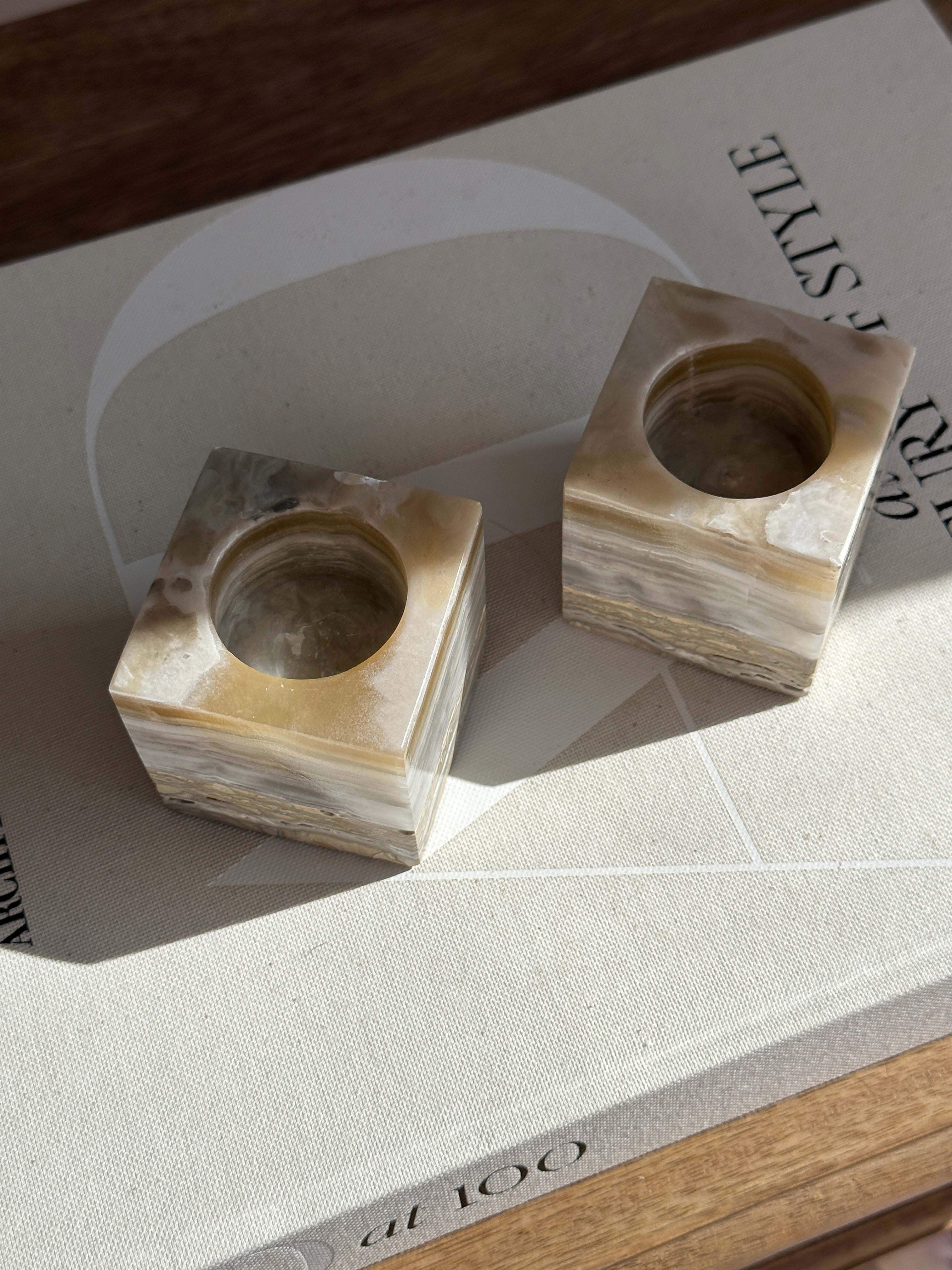 Prism Grey Onyx Candle Holder - Small