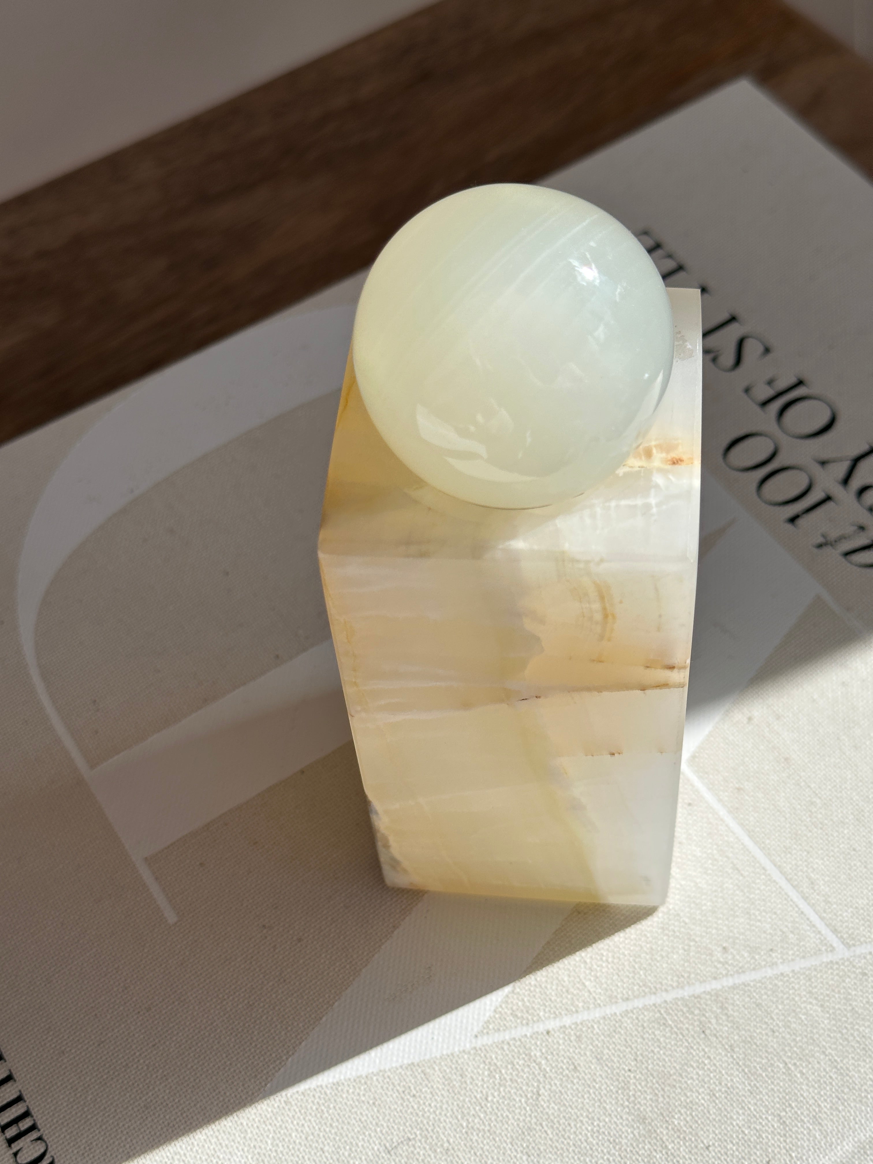 White & Green Sphere - Medium