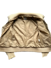 JEANS WEST| Beige Leather Bomber Jacket | 8