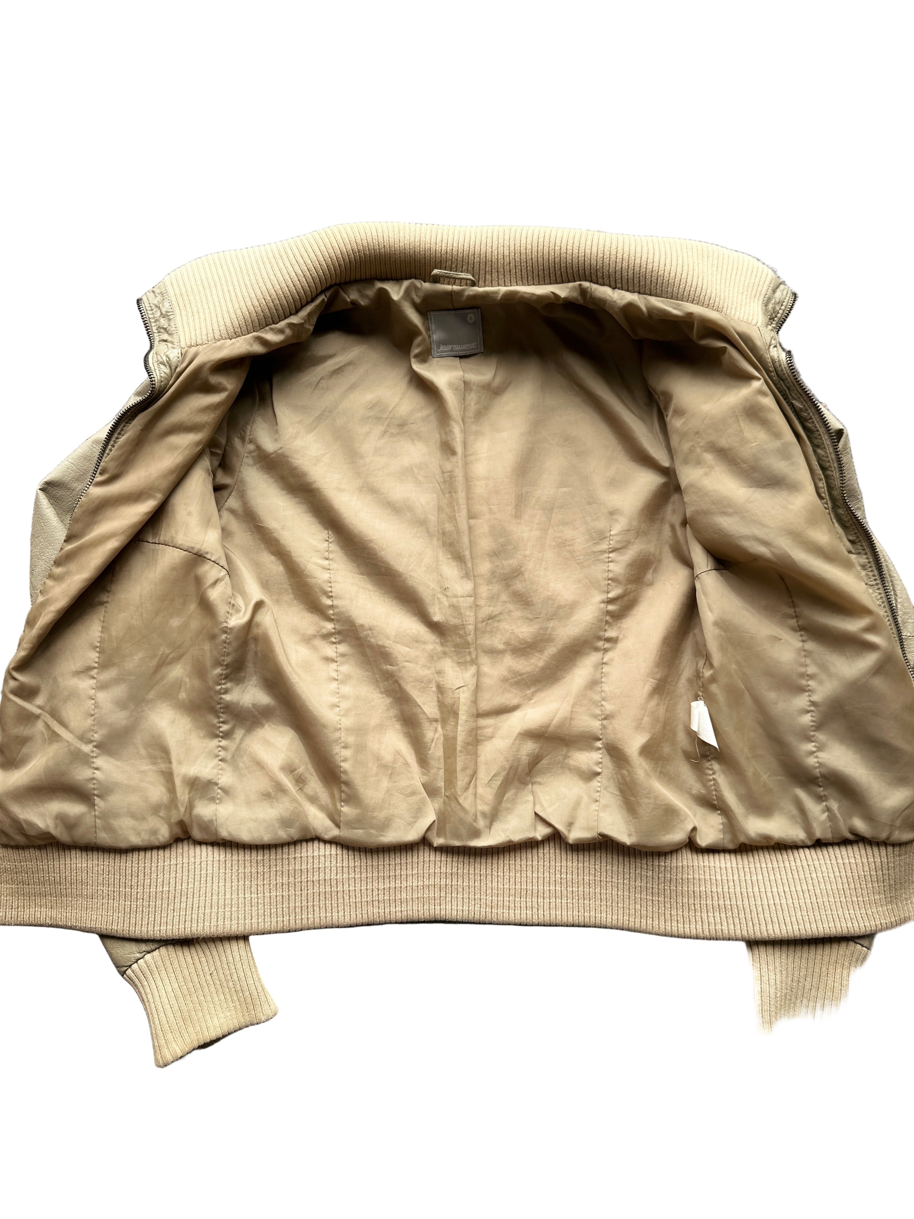 JEANS WEST| Beige Leather Bomber Jacket | 8