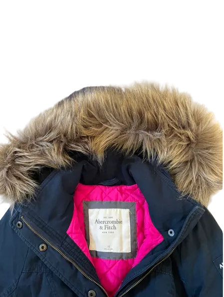 Abercrombie & Fitch | Navy Hooded Fur 00s Jacket | XS