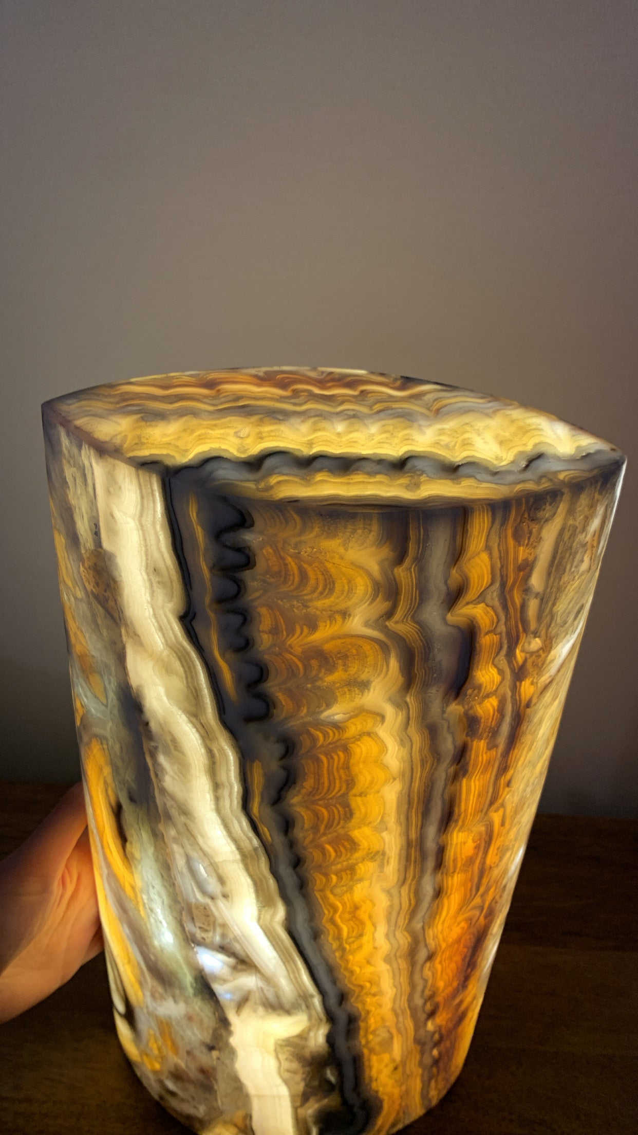 Zebra Calcite Eclipse Lamp
