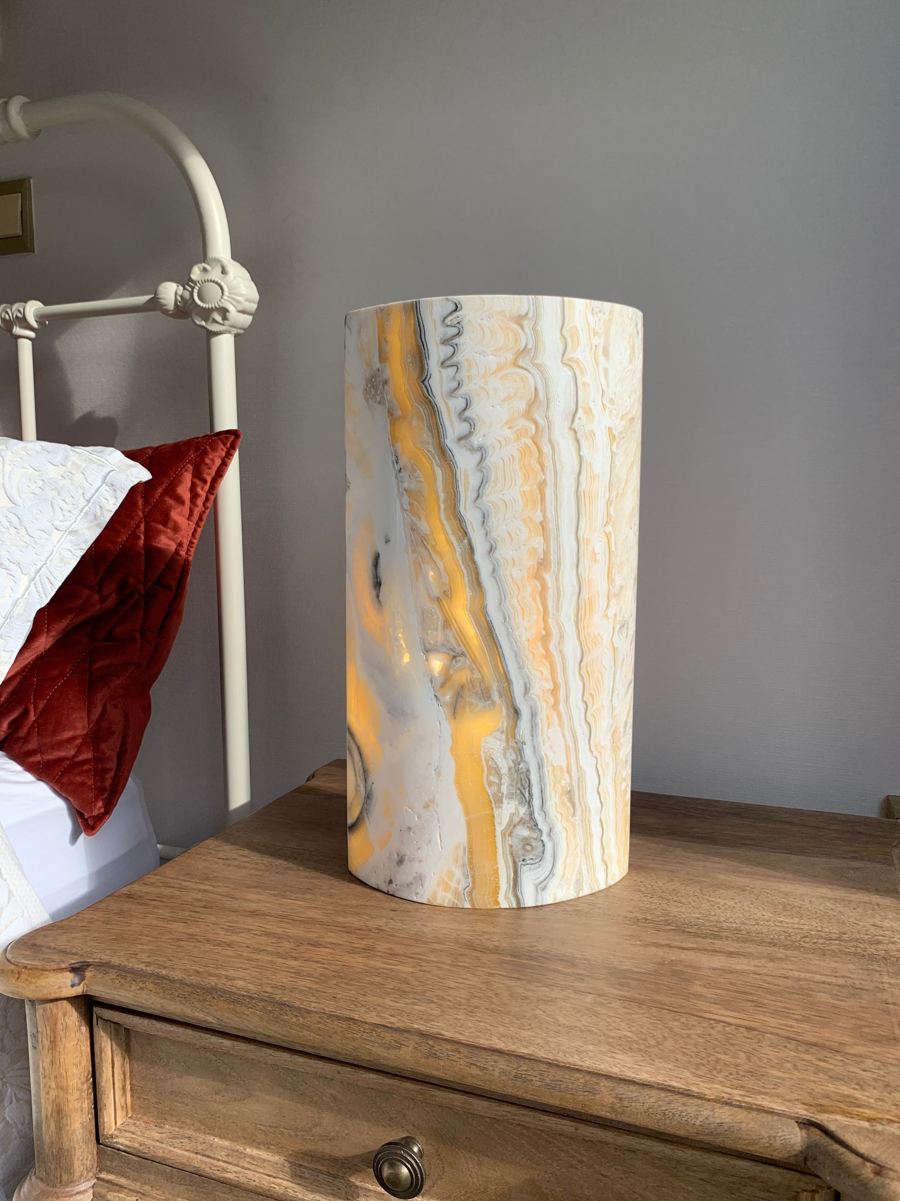 Zebra Calcite Eclipse Lamp