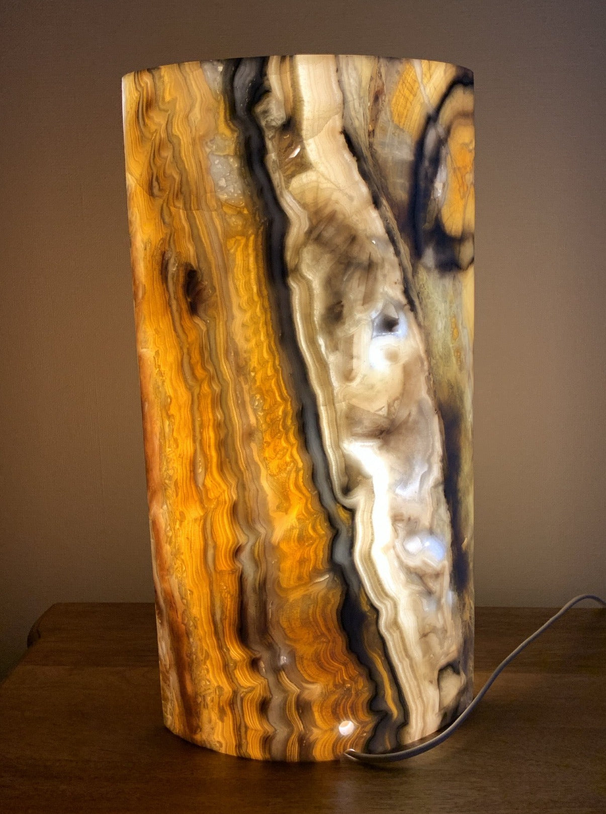 Zebra Calcite Eclipse Lamp