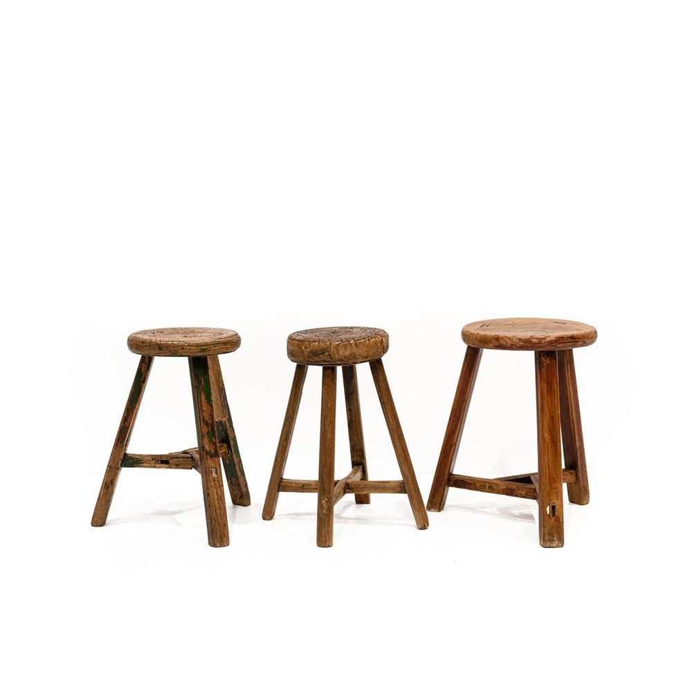 Vintage Elm Round Stool