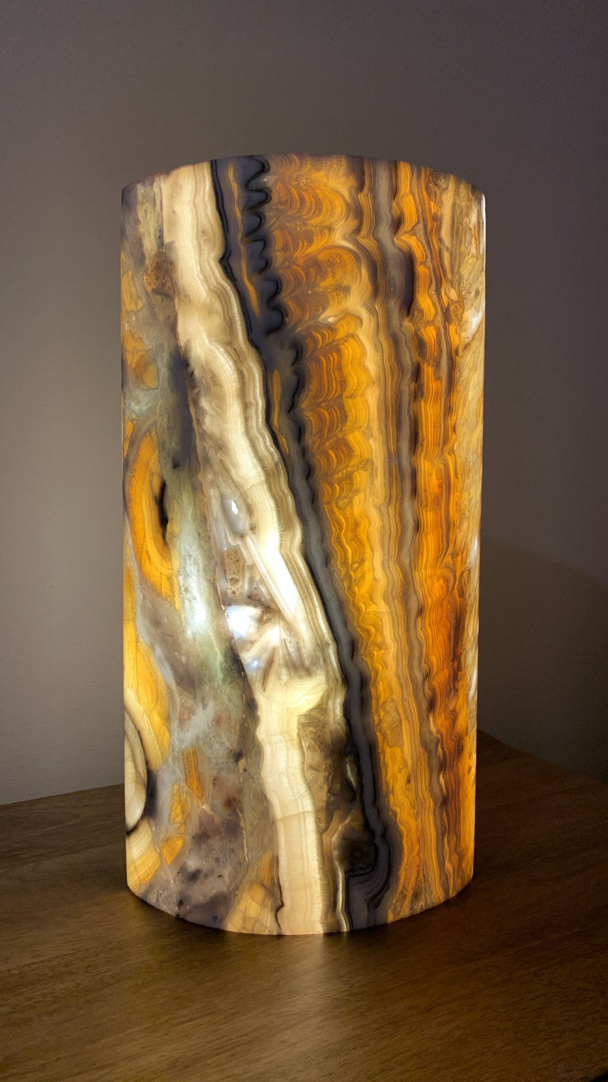 Zebra Calcite Eclipse Lamp