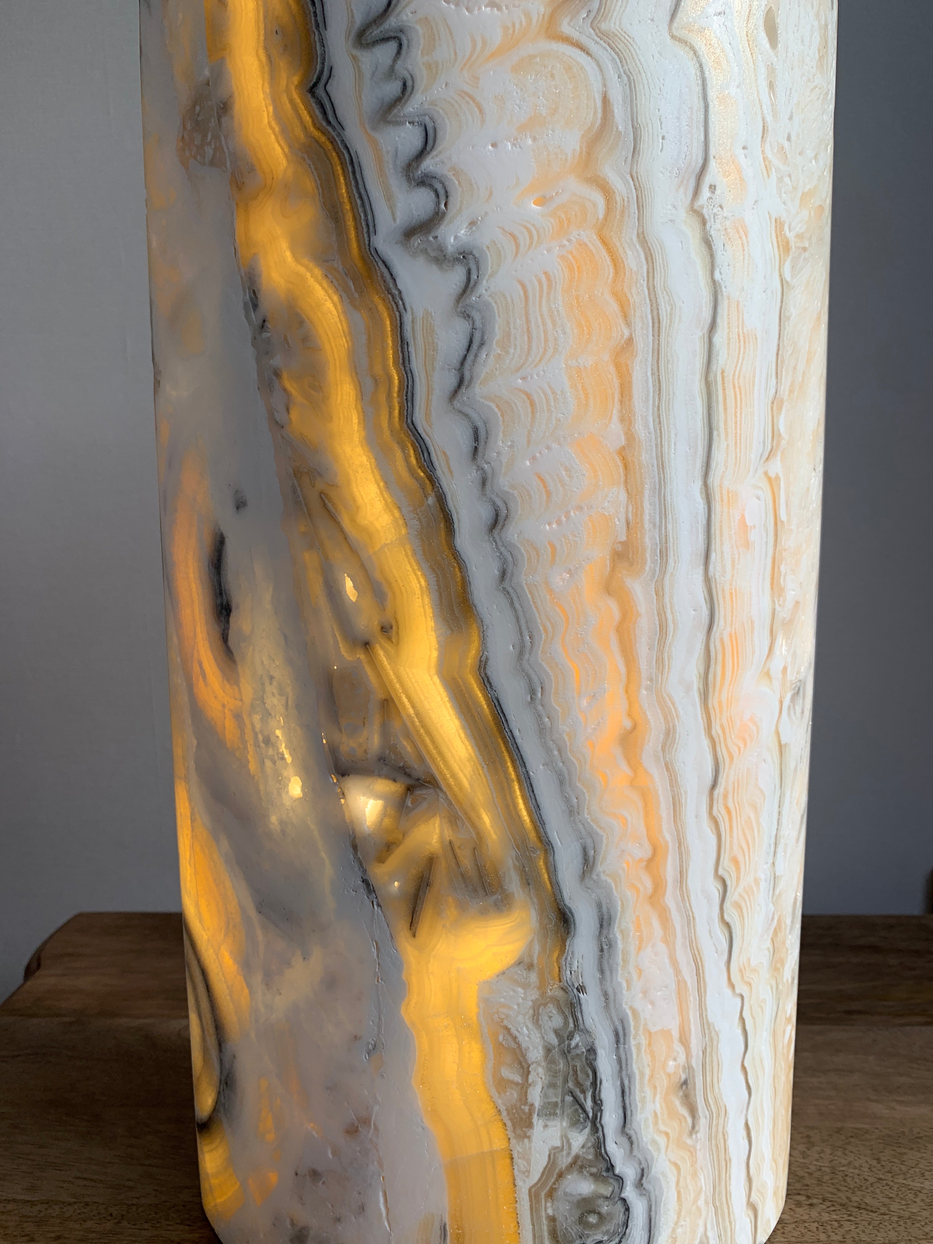 Zebra Calcite Eclipse Lamp