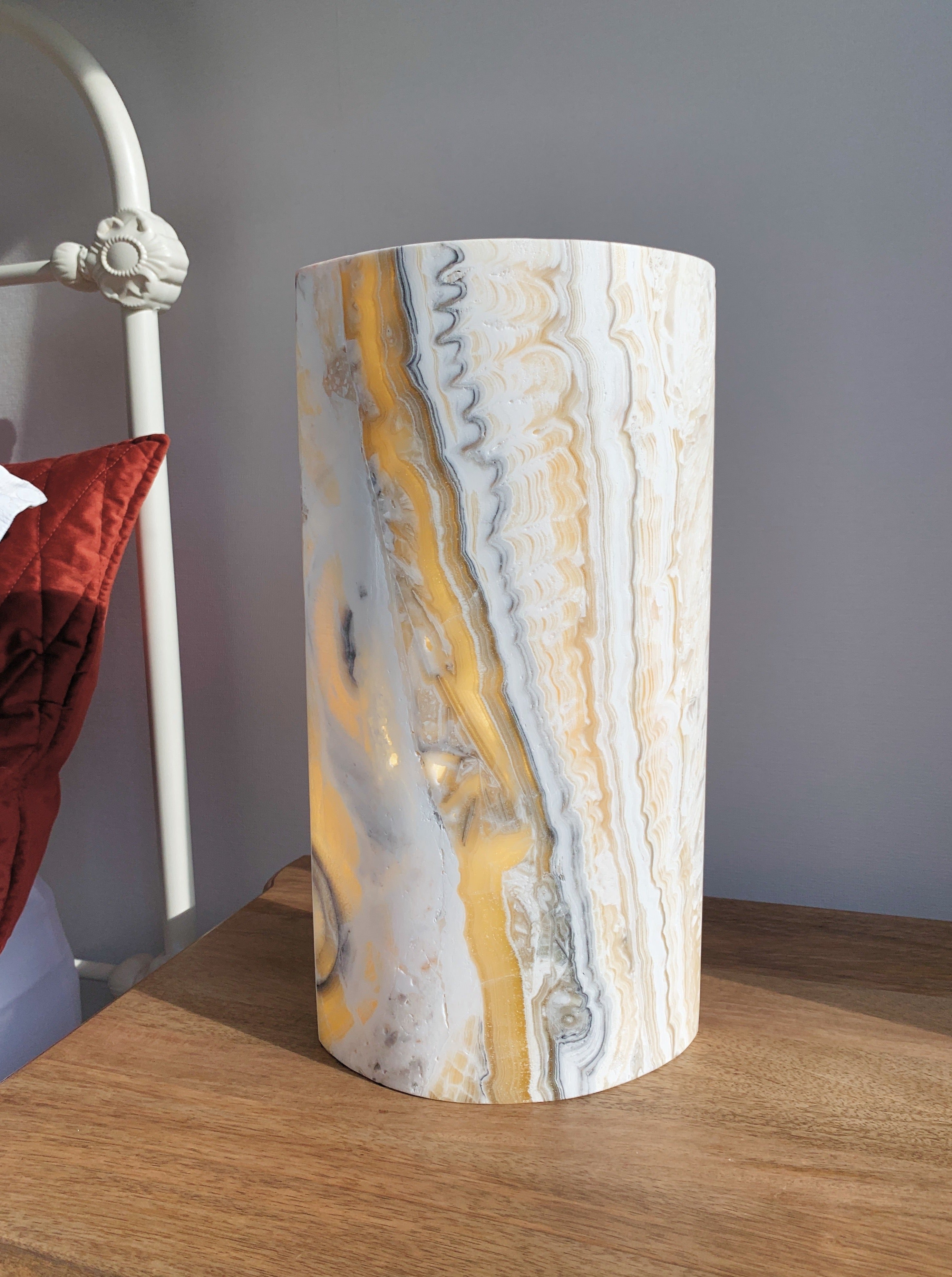 Zebra Calcite Eclipse Lamp