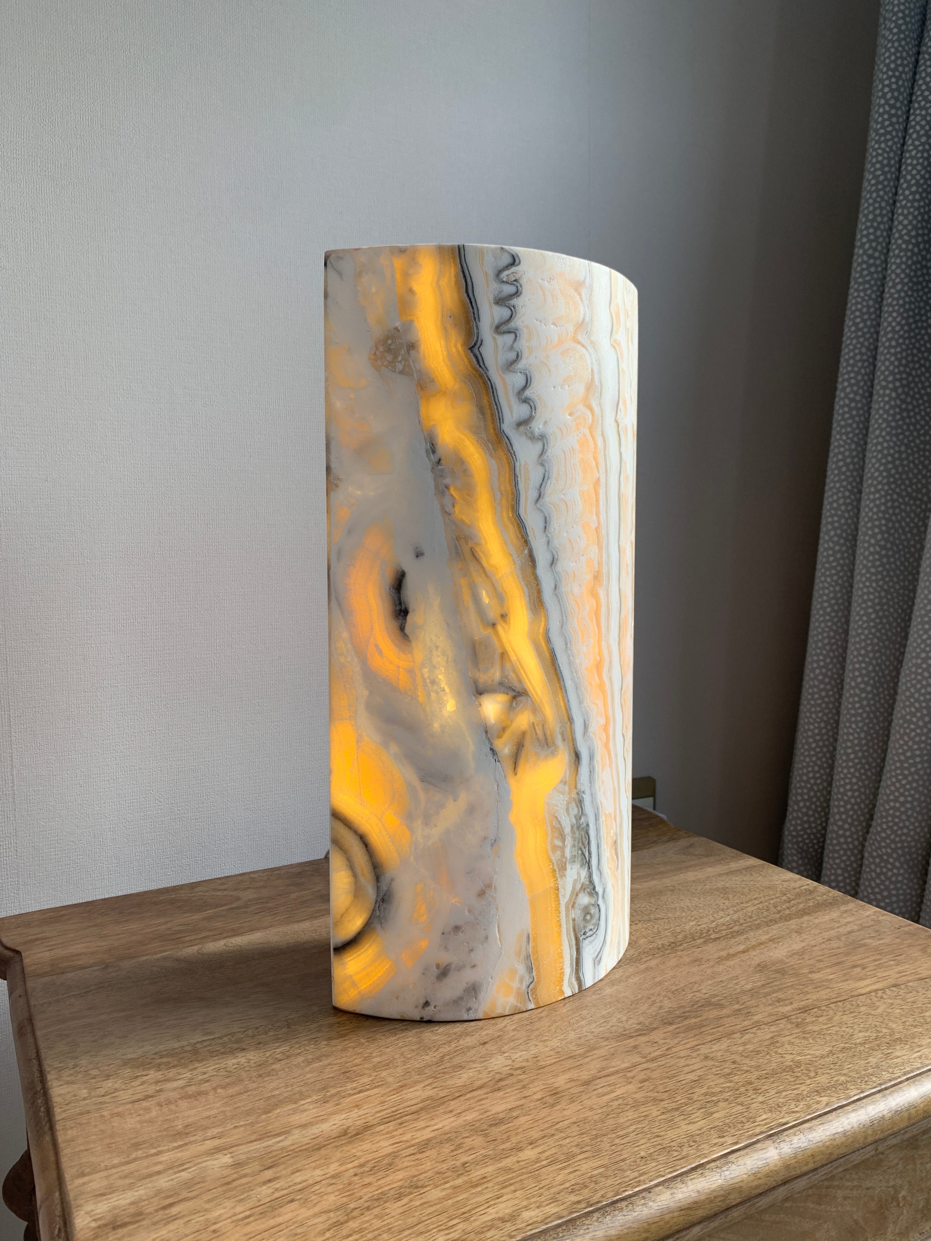 Zebra Calcite Eclipse Lamp