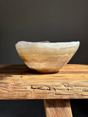 White & Amber Onyx Bowl - Polished Medium