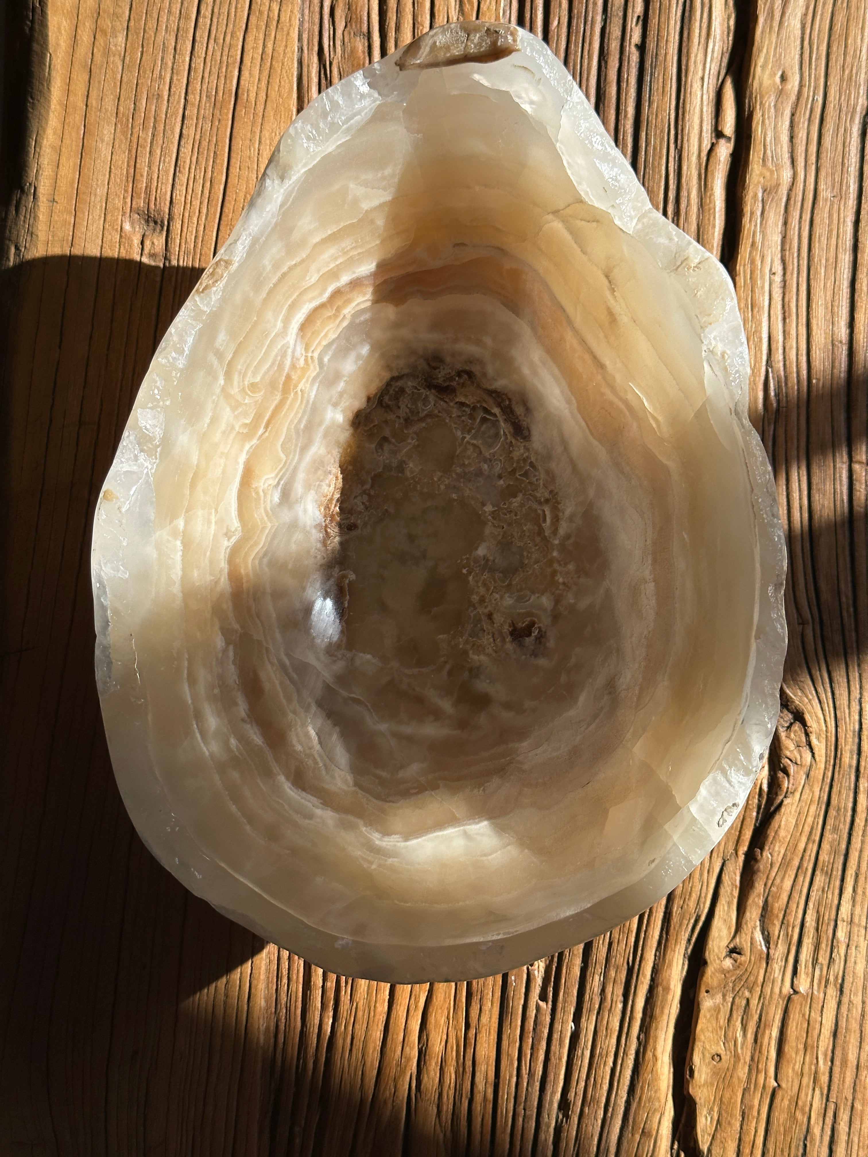 White & Amber Onyx Bowl - Polished Medium