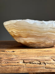 White & Amber Onyx Bowl - Polished Medium