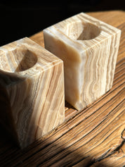 Onyx Candle Holder Square - Amber