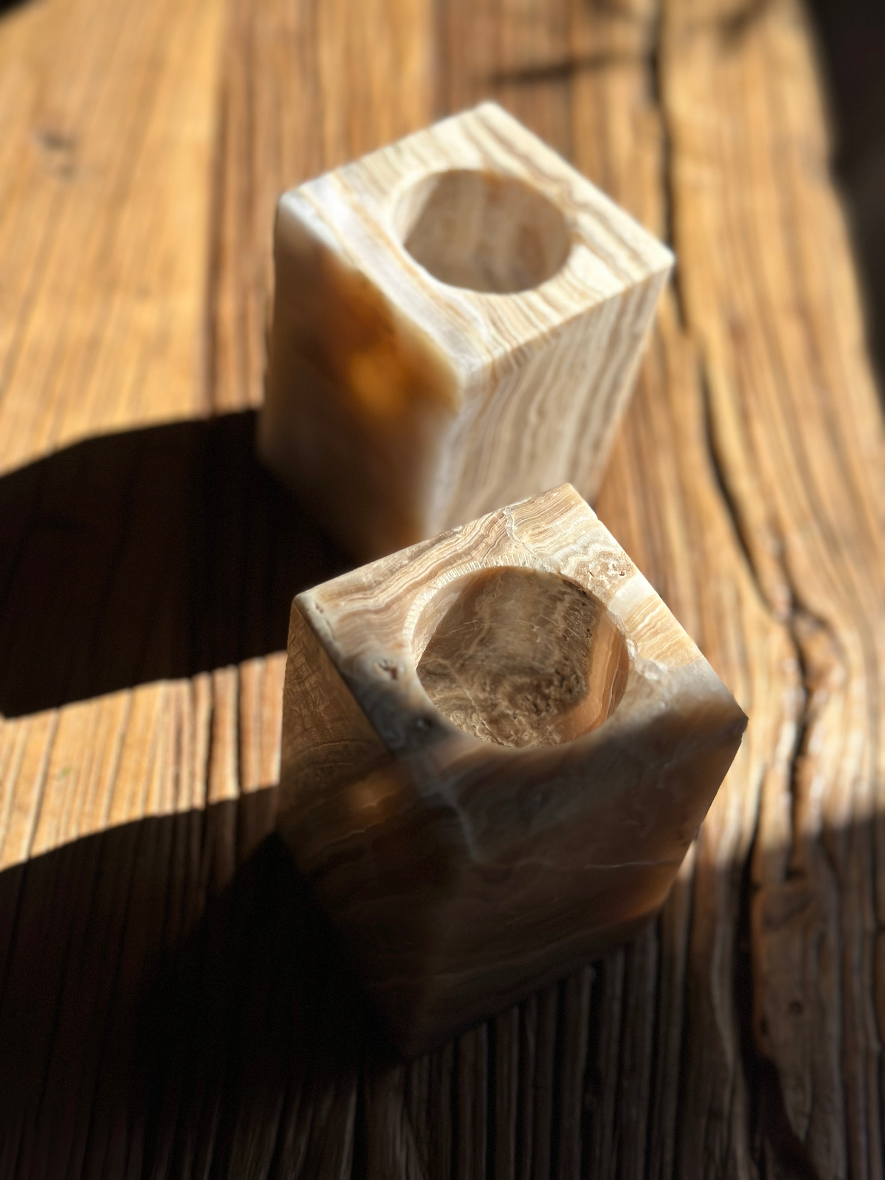 Onyx Candle Holder Square - Amber
