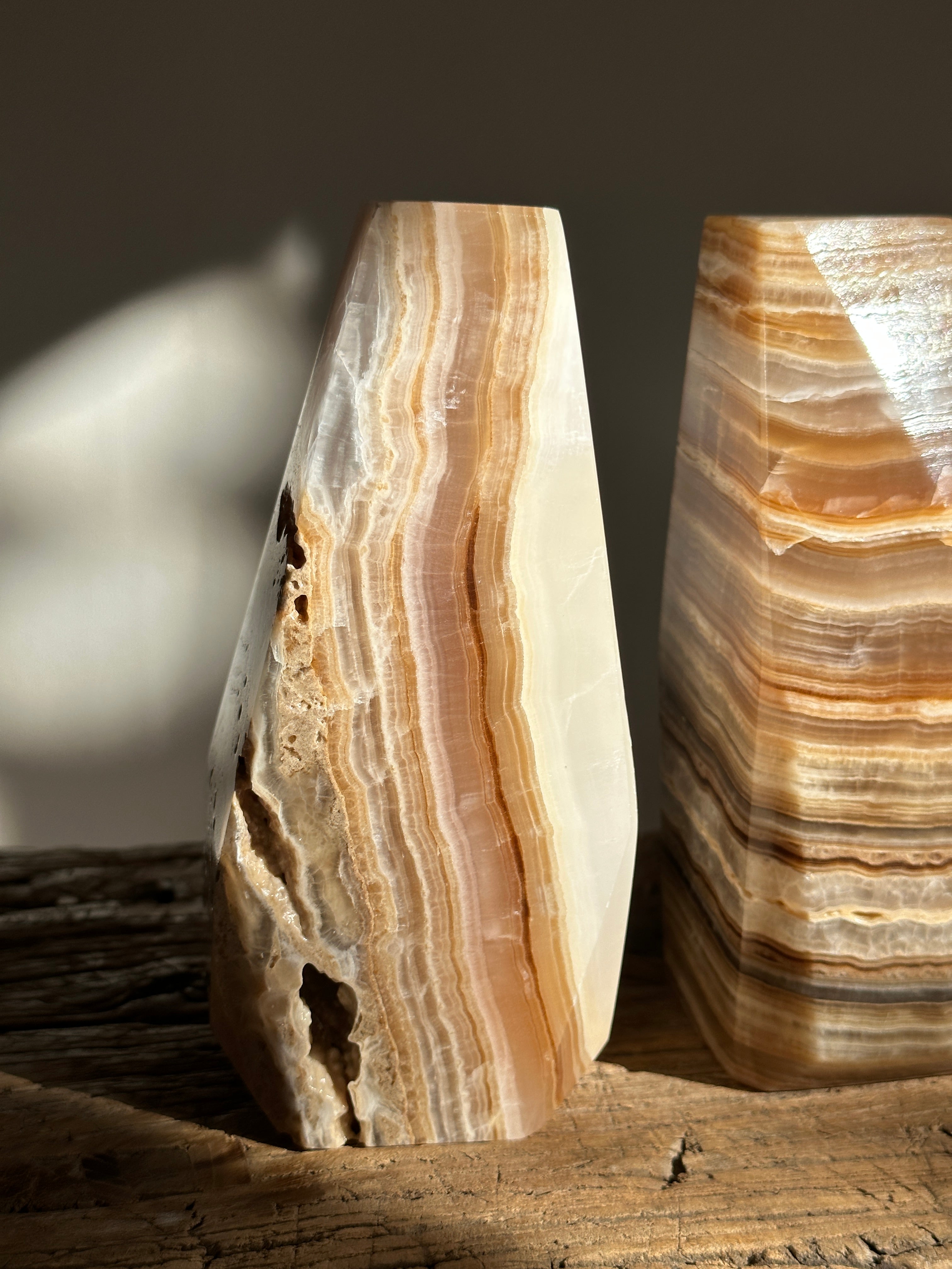 Amber & Travertine Onyx Bookends