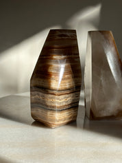 Amber & Travertine Onyx Bookends