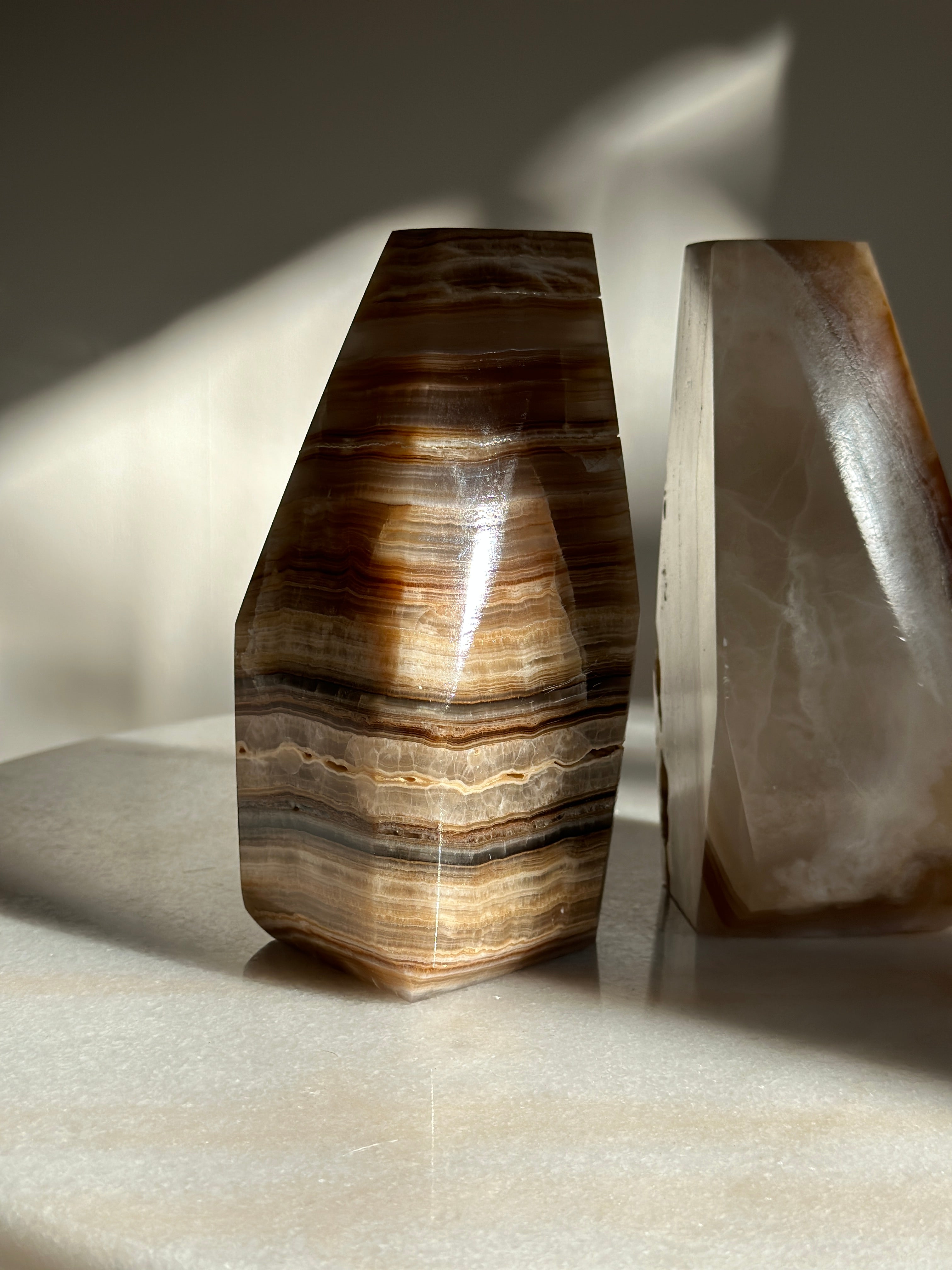 Amber & Travertine Onyx Bookends