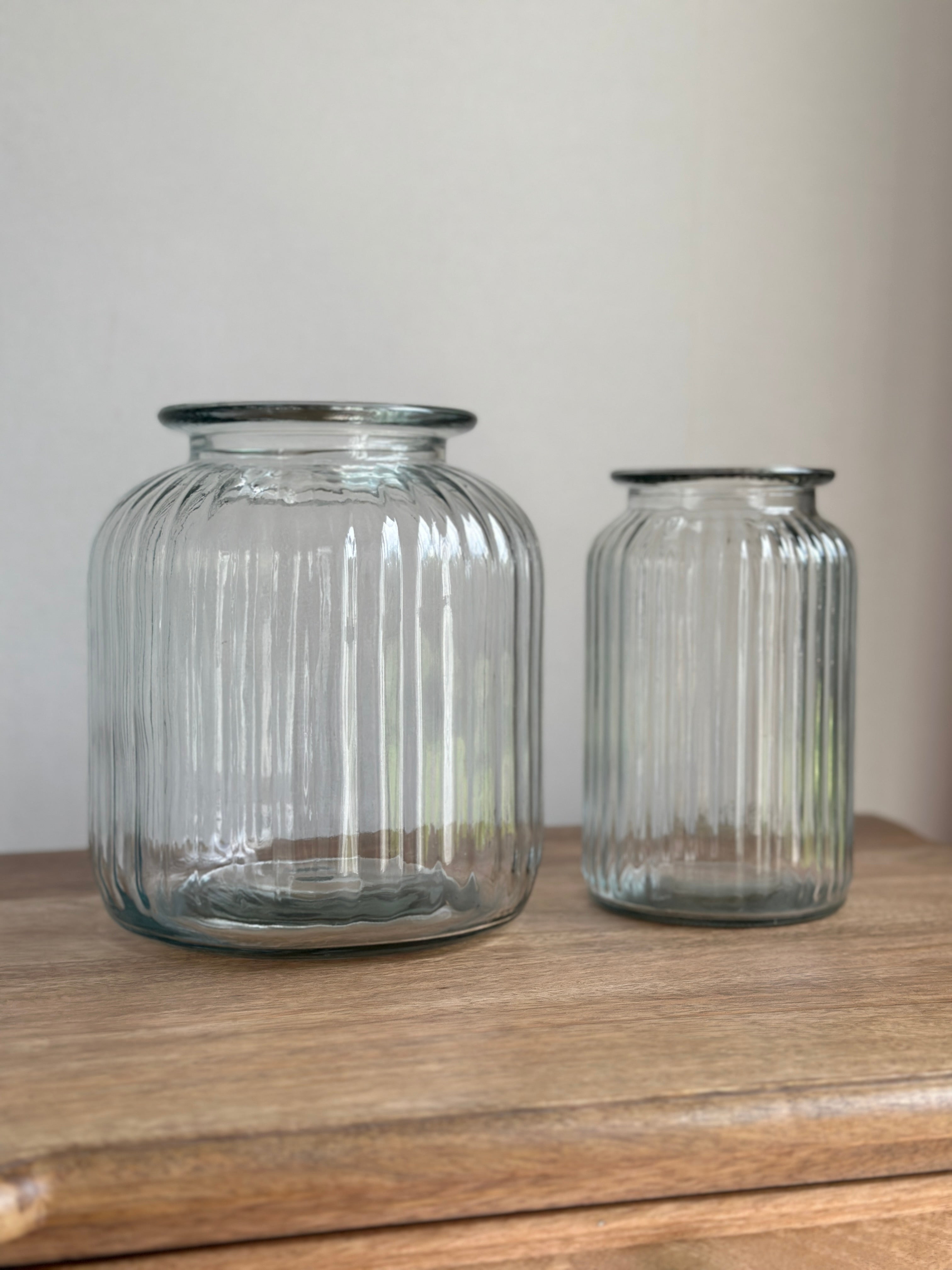 Vintage Ribbed Glass Vase