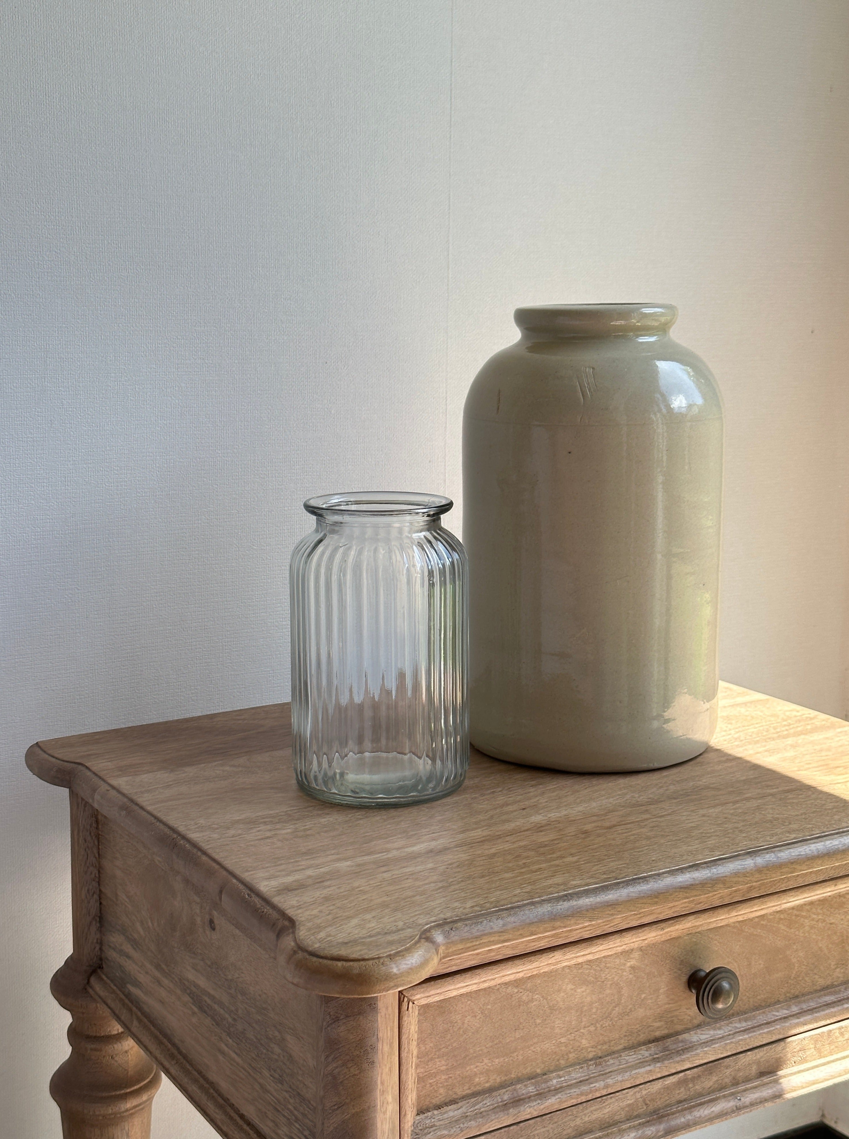 Vintage Ribbed Glass Vase