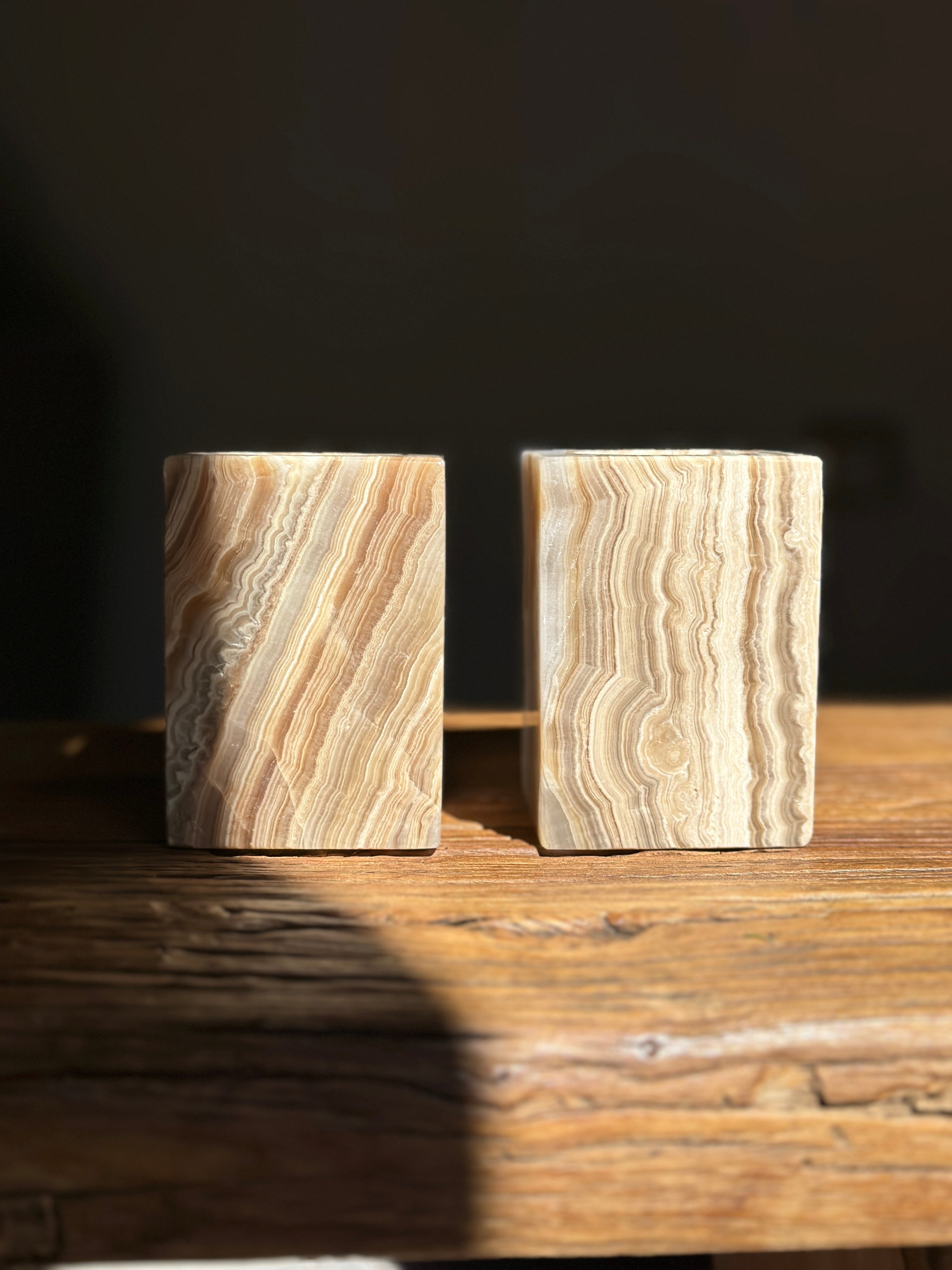 Onyx Candle Holder Square - Amber