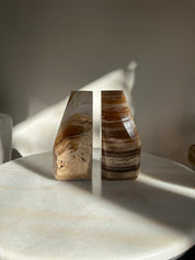 Amber & Travertine Onyx Bookends