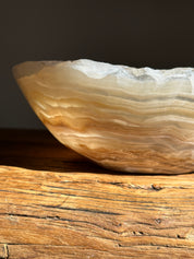 White & Amber Onyx Bowl - Polished Medium