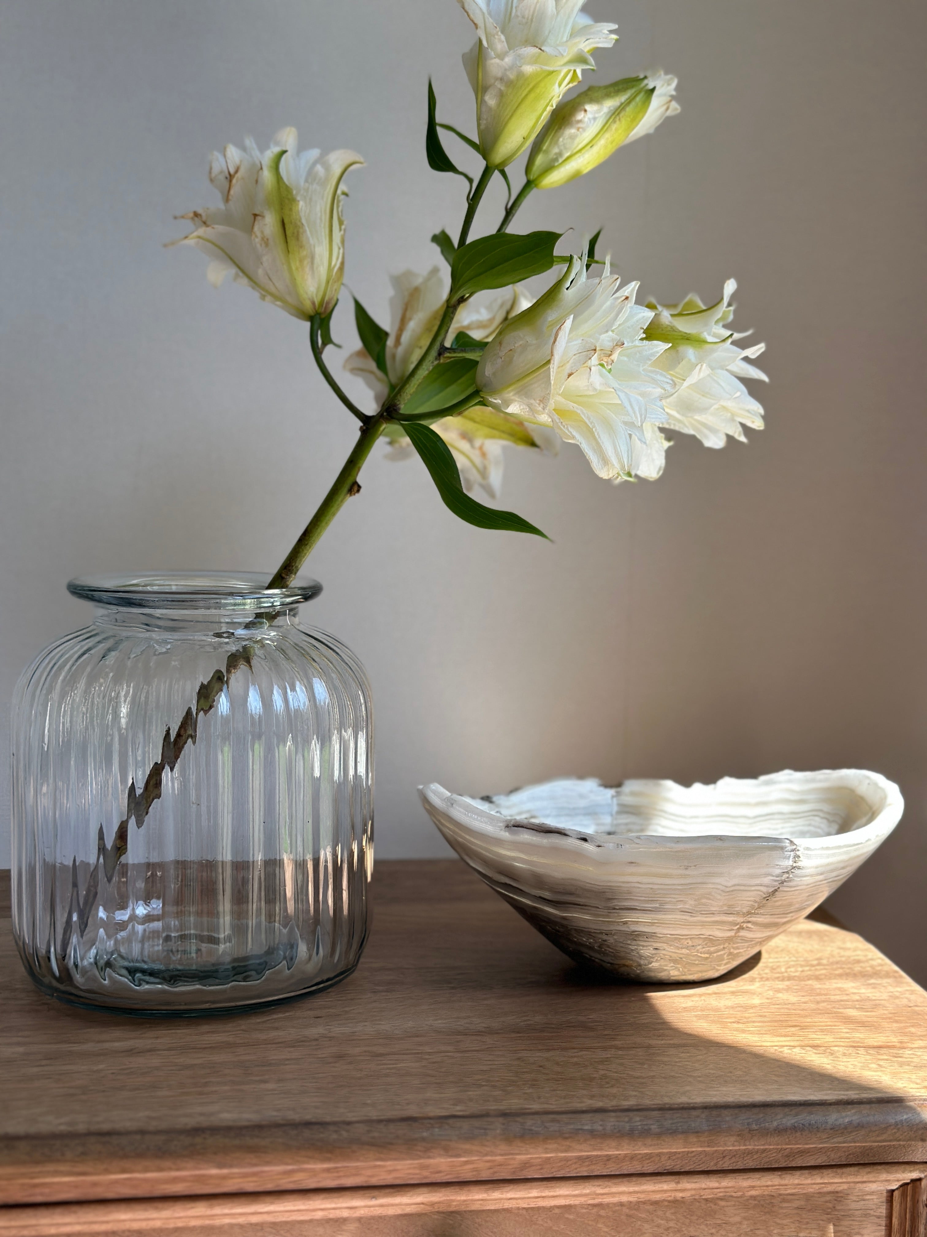 Vintage Ribbed Glass Vase