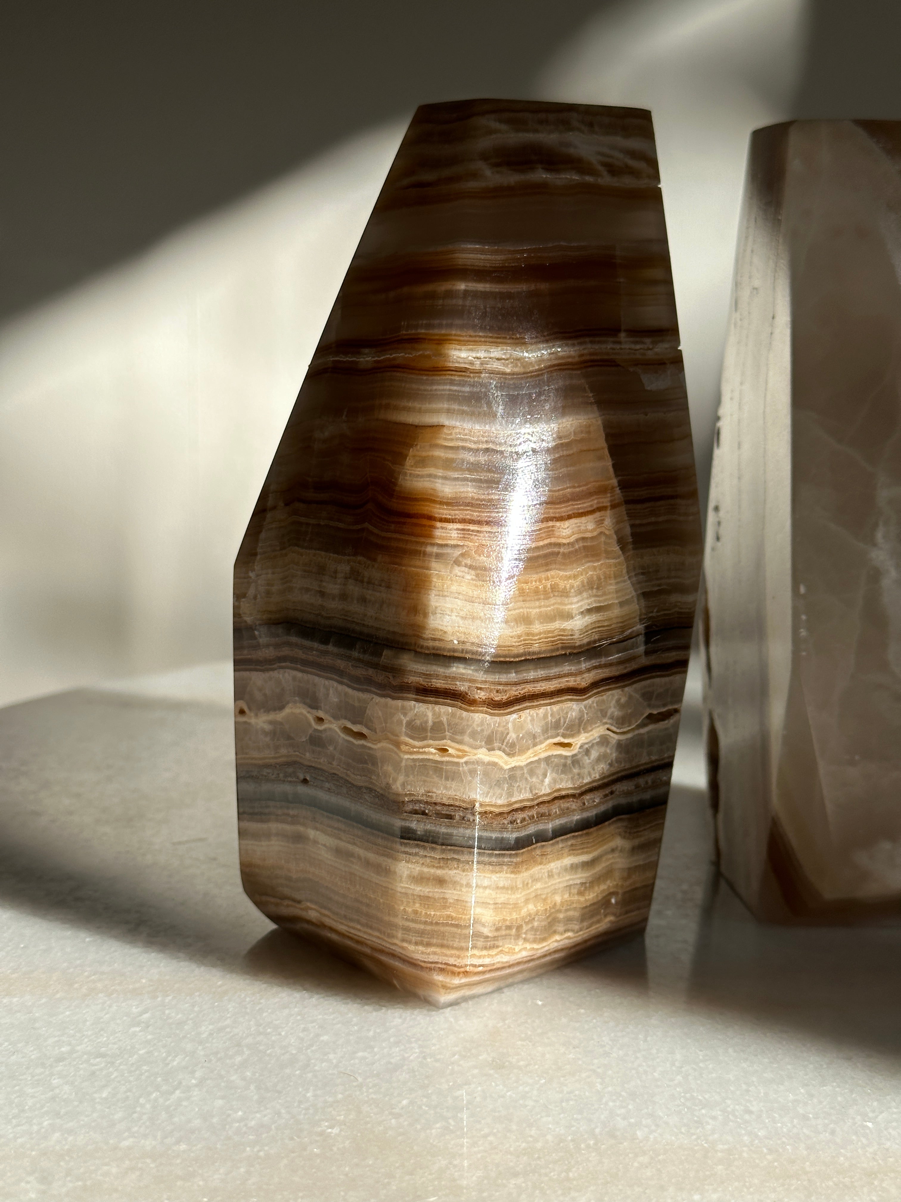 Amber & Travertine Onyx Bookends